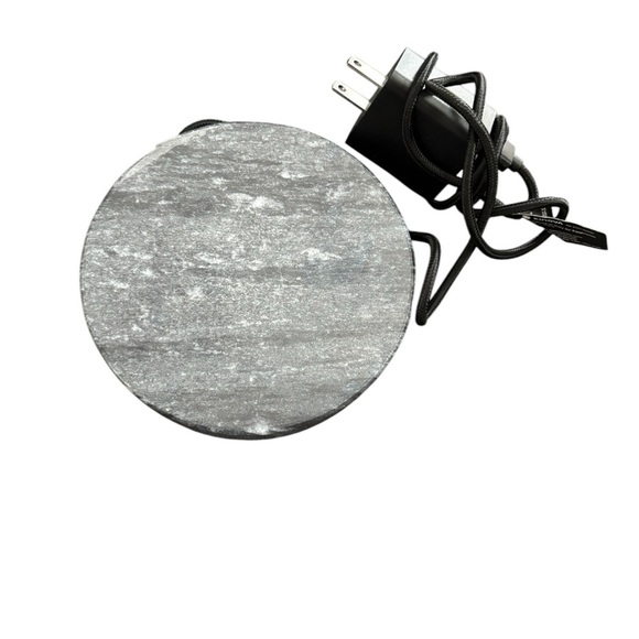 Marble Stone Wireless Phone Charger Gray Round Soft Velvet Base Non Scratch - Picture 1 of 3